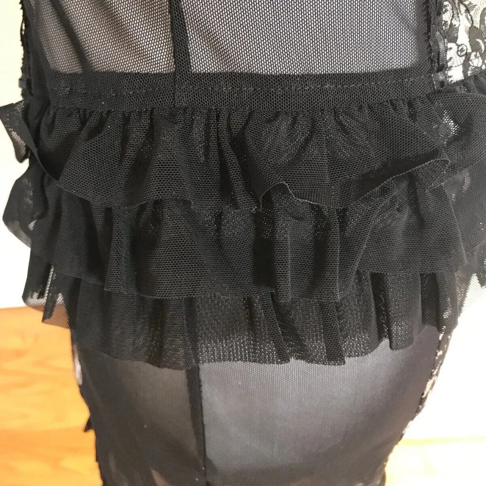 Lip Service Vintage Vaudeville Vamps Gothic Victorian Lace & Mesh Dress XS - Picture 5 of 8
